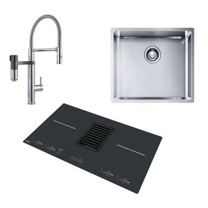 Set bucatarie Franke 1: plita inductie cu hota integrata chiuveta inox si baterie Vital Semi-Pro mobilier inclus - EXPUS imagine