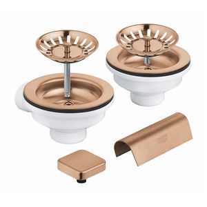 Set ornamente Grohe Square pentru chiuveta cu 2 cuve brushed warm sunset imagine