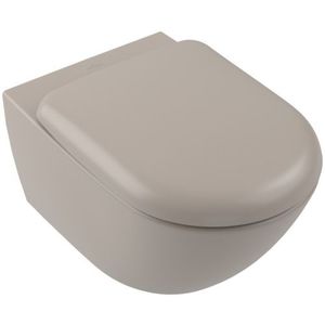 Vas wc suspendat Villeroy & Boch Antao Rimless TwistFlush Ceramic Plus 37x56cm Almond imagine