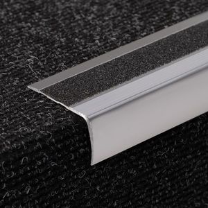 Profil trepte, aluminiu, 28x51.95mmx290cm, argintiu, cu banda antiderapanta, 2853, Ersin imagine