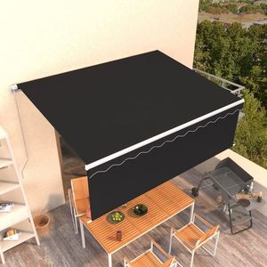 vidaXL Copertină retractabilă manual cu stor, antracit, 4x3 m imagine