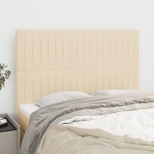 vidaXL Tăblie de pat crem 144x5x118/128 cm, material textil imagine