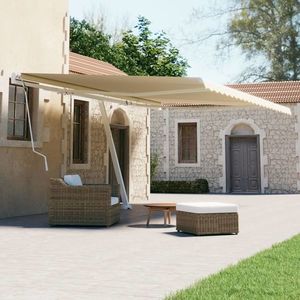 vidaXL Copertină autonomă retractabilă manual, crem, 500x300 cm imagine