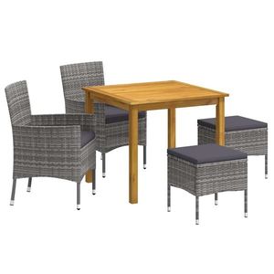 vidaXL Set mobilier de grădină, 5 piese, gri imagine
