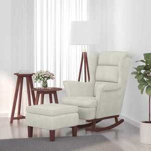 vidaXL Balansoar cu spătar din catifea crem și lemn masiv imagine