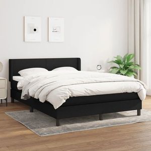 vidaXL Pat box spring cu saltea, negru, 140x190 cm, textil imagine