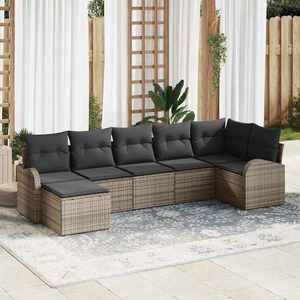 vidaXL Set de canapele pentru grădină 7 pcs Gri Rattan poli imagine