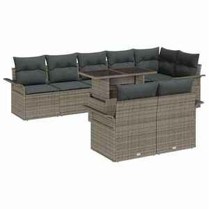 vidaXL Set de canapele pentru grădină cu pernă 9 pcs Gri Rattan poli imagine
