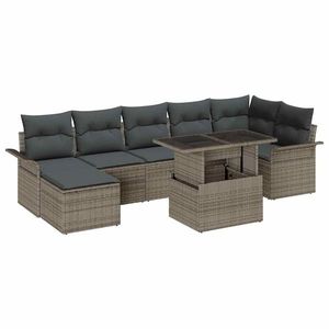 vidaXL Set de canapele pentru grădină cu pernă 8 pcs Gri Rattan poli imagine