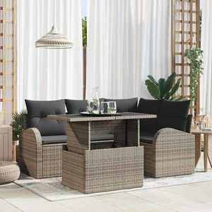 vidaXL Set de canapele pentru grădină cu pernă 5 pcs Gri Rattan poli imagine