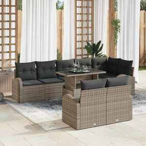 vidaXL Set de canapele pentru grădină 9 pcs Gri Rattan poli imagine