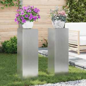 vidaXL Suport pentru plante 2 pcs Argintiu 24 x 24 x 75 cm imagine