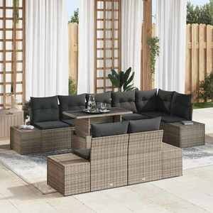 vidaXL Set de canapele pentru grădină 9 pcs Gri Rattan poli imagine