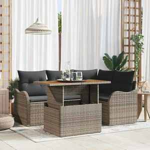 vidaXL Set de canapele pentru grădină 5 pcs Gri Rattan poli imagine
