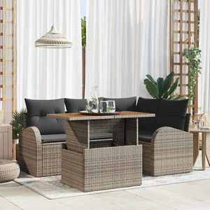 vidaXL Set de canapele pentru grădină 5 pcs Gri Rattan poli imagine