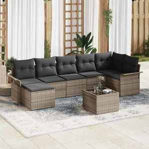 vidaXL Set de canapele pentru grădină cu pernă 8 pcs Gri Rattan poli imagine