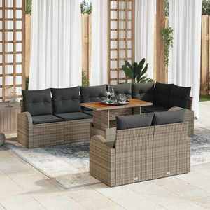 vidaXL Set de canapele pentru grădină 9 pcs Gri Rattan poli imagine