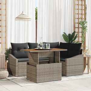 vidaXL Set de canapele pentru grădină 5 pcs Gri Rattan poli imagine