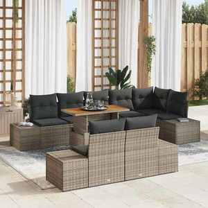 vidaXL Set de canapele pentru grădină 9 pcs Gri Rattan poli imagine