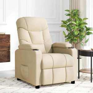 vidaXL Fotoliu de masaj, crem, material textil imagine