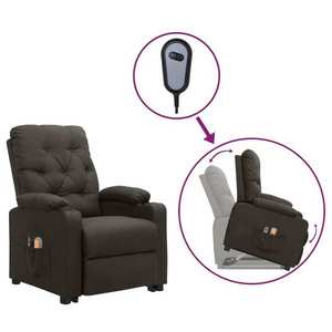 vidaXL Fotoliu de masaj cu ridicare, gri taupe, material textil imagine