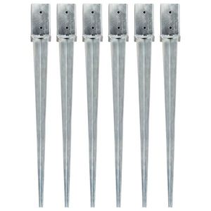 vidaXL Țăruși de sol, 6 buc., argintiu, 8x8x91 cm, oțel galvanizat imagine