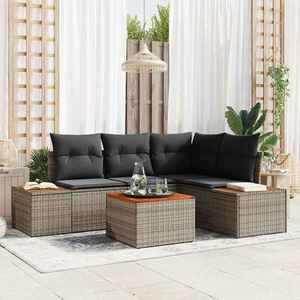 vidaXL Set de canapele pentru grădină cu pernă 5 pcs Gri Rattan poli imagine
