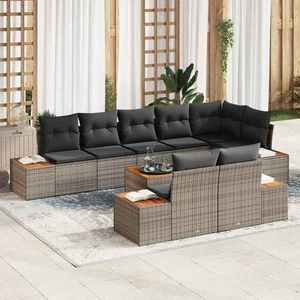 vidaXL Set de canapele pentru grădină cu pernă 8 pcs Gri Poliratan imagine