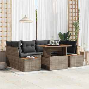 vidaXL Set de canapele pentru grădină 7 pcs Gri Rattan poli imagine