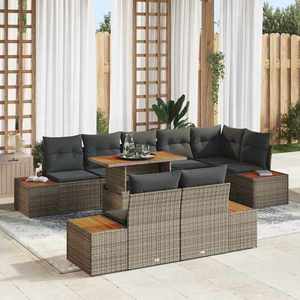 vidaXL Set de canapele pentru grădină 9 pcs Gri Rattan poli imagine