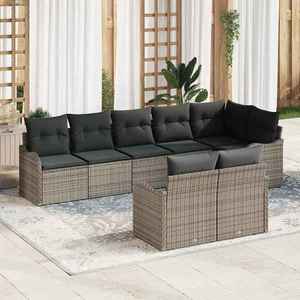 vidaXL Set de canapele pentru grădină cu pernă 8 pcs Gri Rattan poli imagine