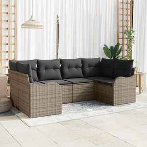 vidaXL Set de canapele pentru grădină cu pernă 6 pcs Gri Rattan poli imagine