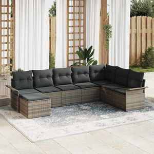 vidaXL Set de canapele pentru grădină cu pernă 8 pcs Gri Rattan poli imagine