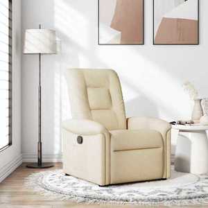 vidaXL Fotoliu rabatabil, crem, material textil imagine