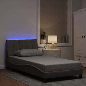 vidaXL Cadru de pat fără saltea, Hanko, gri taupe, 100x200 cm, textil imagine