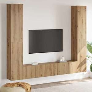 vidaXL Set comodă TV Pe perete 6 pcs Maro Lemn compozit imagine