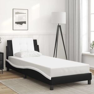 vidaXL Cadru de pat fără saltea Zadar negru și alb 90x190 cm piele artificială imagine
