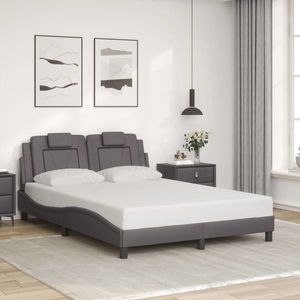 vidaXL Cadru de pat, Viana, fără saltea, gri, 140x190 cm, piele ecologică imagine