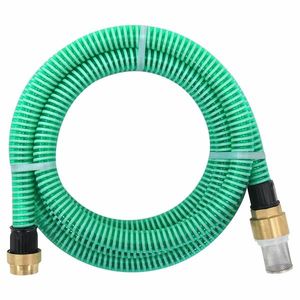 vidaXL Furtun de aspirație cu racorduri din alamă, verde 1, 1" 3 m, PVC imagine