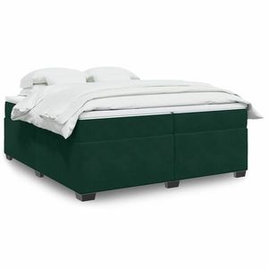 vidaXL Pat box spring cu saltea, verde închis, 200x200 cm, catifea imagine