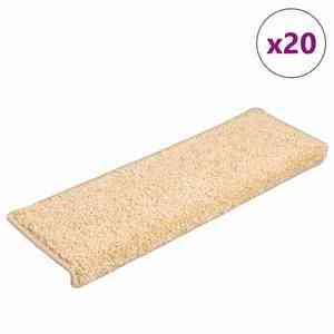 vidaXL Covorașe pentru scări, 20 buc., 65x21x4 cm, margini dreptunghiulare, crem imagine