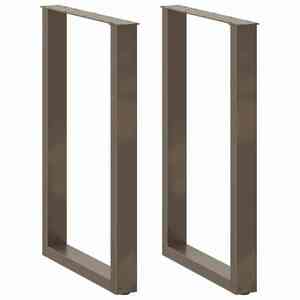 vidaXL Picioare de masă de bar în formă de U, 2 buc., oțel natural, 60 x (90-91) cm imagine