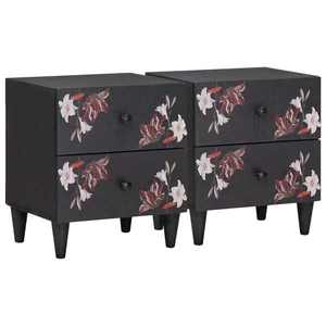 vidaXL Noptieră 2 pcs Maro 40 x 33, 5 x 46 cm Lemn de mango solid imagine