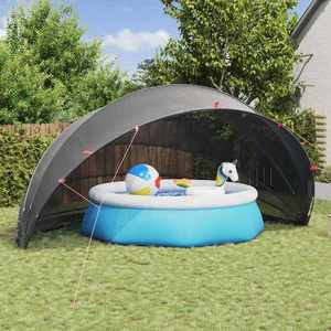 vidaXL Dom pentru piscină Manual Negru 592 x 590 x 275 cm imagine