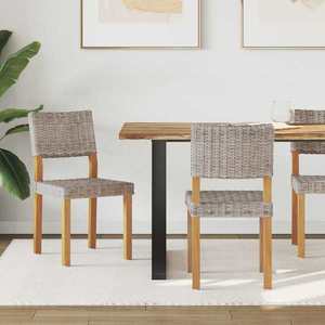 vidaXL Scaun de sufragerie 2 pcs Gri Kubu 46 x 55 x 84 cm Ratan Kubu imagine