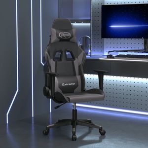 vidaXL Scaun de gaming de masaj, negru și gri, piele ecologică imagine