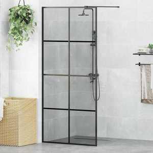 vidaXL Zid de duș walk-in Negru 90 x 195 cm sticlă securizată imagine