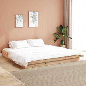 vidaXL Cadru de pat natural 200 x 200 cm Lemn de pin masiv imagine