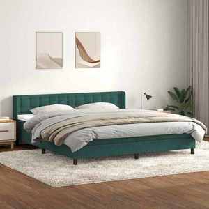 vidaXL Pat box spring cu saltea, verde închis, 180x210 cm, catifea imagine