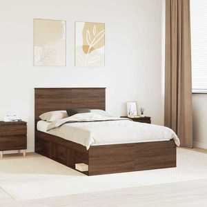 vidaXL Cadru de pat Stejar închis 120 x 190 cm Lemn de pin masiv imagine